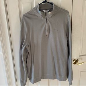 CALVIN KLEIN 1/4 zip Grey 100% Cotton Sweater XL